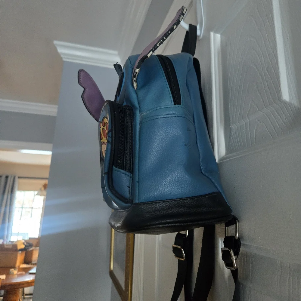 Disney Blue Stitch Eating Pizza Mini Backpack